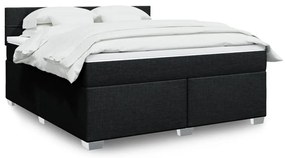 vidaXL Cama com molas/colchão 180x200 cm tecido preto