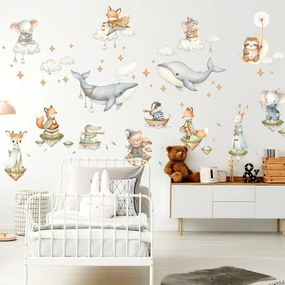 Autocolantes de parede para crianças - Animais e céu estrelado