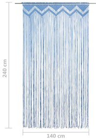 Cortina macramé 140x240 cm algodão azul