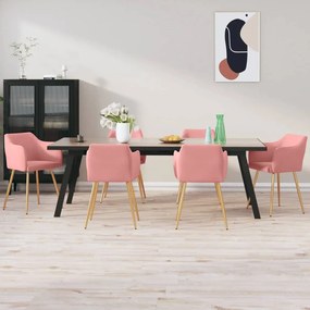 vidaXL Cadeiras de jantar 6 pcs veludo rosa