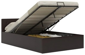 Cama hidráulica c/ arrumação 140x200cm couro artificial cinza