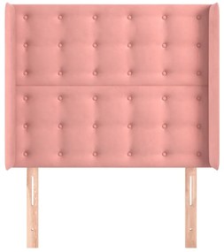 Cabeceira de cama c/ abas veludo 93x16x118/128 cm rosa