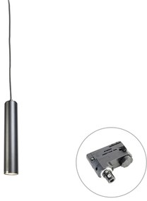 Candeeiro suspenso de design preto com adaptador de calha trifásico - 3-Phase Tuba Small Moderno
