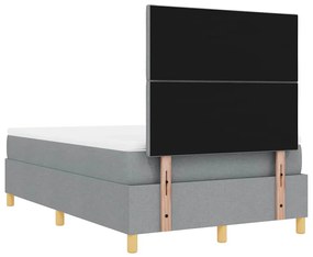 Cama Box Spring com Colchão &amp; Banco Cinza Claro 120 x 190 cm Tecido