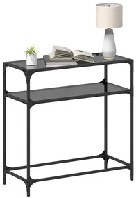 Mesa de centro com tampo em vidro preto 80x35x81 cm aço