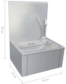 Lavatório com torneira aço inoxidável e dispensador de sabonete