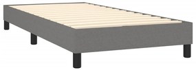 Cama box spring c/ colchão e LED 80x200 cm tecido cinza-escuro
