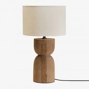 Luminária De Mesa Diniz Em Madeira De Manga ↑30 Cm & Branco-escuro Ø30 Cm - ↑25 Cm Arlina - Sklum