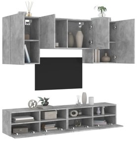 vidaXL 5 pcs móveis de parede p/ TV derivados de madeira cinza cimento
