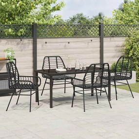 Conjunto de jantar de jardim com 5 peças em rattan sintético preto