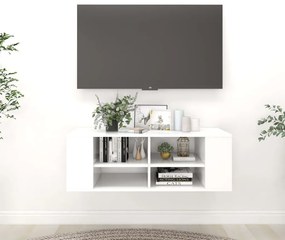 Armário de parede para TV 102x35x35 cm derivados madeira branco