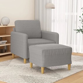 vidaXL Poltrona com apoio de pés 60 cm tecido cinzento-claro