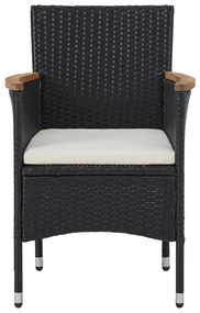 5 pcs conjunto jantar p/ exterior vime PE madeira acácia preto
