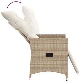 3 pcs conjunto bistrô com almofadões vime PE bege