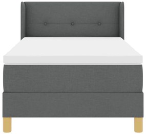 Cama Box com Colchão Cinza Escuro, 80 x 200 cm, Têxtil.
