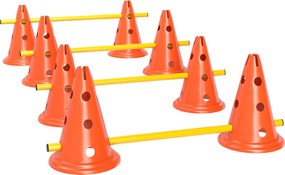 PawHut Conjunto de Agilidade para Cães Barreiras de Obstáculos para Treino de Coordenação 8 Cones 8 Barras Bolsa de Transporte Laranja | Aosom Portugal