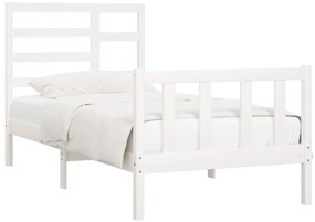 Cama sem colchão 90x200 cm madeira de pinho maciça branco