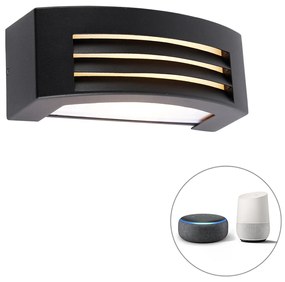LED Candeeiro de parede exterior inteligente preto IP44 com Wi-Fi A60 - Hurricane Moderno