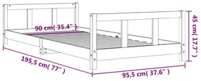 Estrutura de cama infantil 90x190 cm madeira de pinho maciça