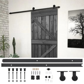 vidaXL Porta de correr com ferragens 90x210 cm pinho maciço preto