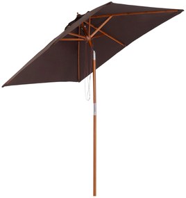 Outsunny Chapéu de Sol de Jardim 200x150x230 cm Chapéu de Sol Retangular Inclinável com Polia Duplo Teto  Marrom