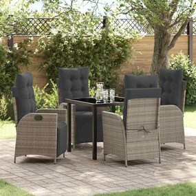 vidaXL Conjunto de Jantar de Jardim com 5 Peças em Rattan Sintético Cinza