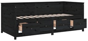 Sofá-cama 75x190 cm madeira de pinho maciça preto