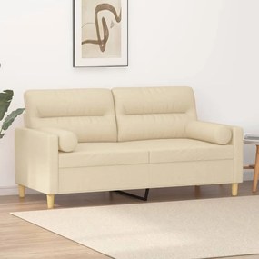 Sofá 2 lugares + almofadas decorativas 140 cm tecido cor creme