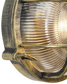 Candeeiro de Parede e Teto Exterior Dourado Antigo Redondo IP44 - Noutica Industrial