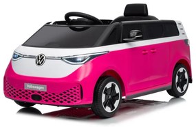 Carro elétrico para Crianças 12V Volkswagen ID BUZZ, Rodas Espuma EVA, assento couro ecológico Rosa