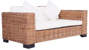 Sofá de jardim com 2 lugares em vime genuíno