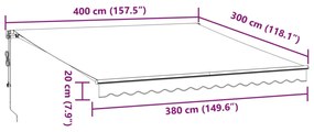 Toldo retrátil automático 400x300 cm bordô