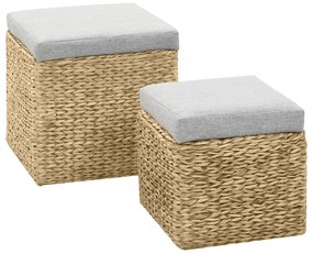 Conjunto de otomanos 2 pcs erva marinha cinzento