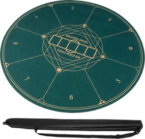 Tapete de póquer redondo 100 cm para Texas Hold'em com base em borracha antiderrapante, dobrável, com bolsa de transporte para 8 jogadores, verde