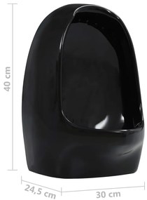 Urinol de parede com válvula de descarga cerâmica preto