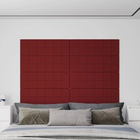 344118 vidaXL Painel parede 12 pcs 90x30 cm tecido 3,24 m² vermelho tinto