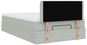 Cama otomana com colchão cinza claro 120x190 cm Veludo