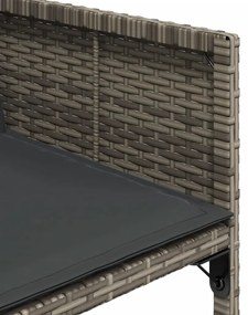 Cadeiras de jardim com almofadões 4 pcs vime PE cinzento
