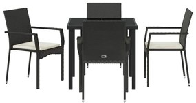 Conjunto de Jantar de Jardim 5 pcs Preto 80 x 80 x 73 cm