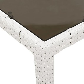 Mesa de jardim com tampo de vidro 190x90x75 cm vime PE branco