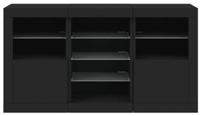 Aparador com luzes LED 123x37x67 cm preto