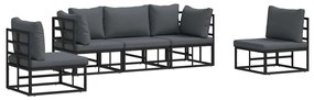 Conjunto de Sofá de Jardim 5 pcs Preto 213 x 71.5 x 71 cm