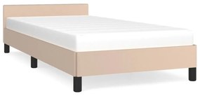Estrutura de Cama Salu com Cabeceira em Couro Artificial Cappuccino -