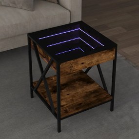 Mesa de centro luzes LED Infinity 40x40x49 cm carvalho fumado