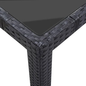 Conjunto de jantar para exterior 9 pcs vime PE preto