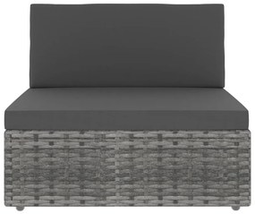 6 pcs conjunto lounge de jardim vime PE cinzento