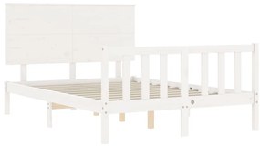Cama sem colchão 140x200 cm madeira de pinho maciça branco