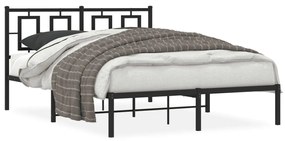 vidaXL Estrutura de cama com cabeceira 135x190 cm metal preto