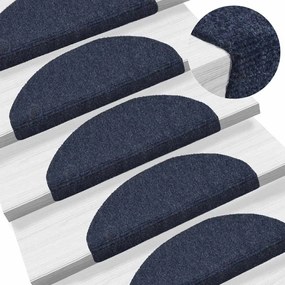 Tapetes de escada autoadesivos 5 pcs 65x21x4 cm agulhado azul
