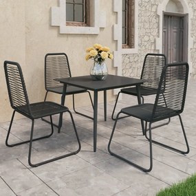 vidaXL 5 pcs conjunto de jantar para jardim vime de PVC preto